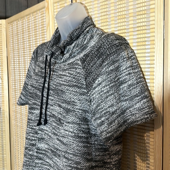 Tara By Vince Heather Gray Drawstring Cowl Neck Short Sleeve Sweater Large - Picture 4 of 16